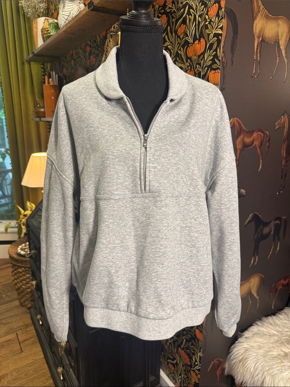 Women’s Heather Gray Half-Zip Pullover Sweatshirt